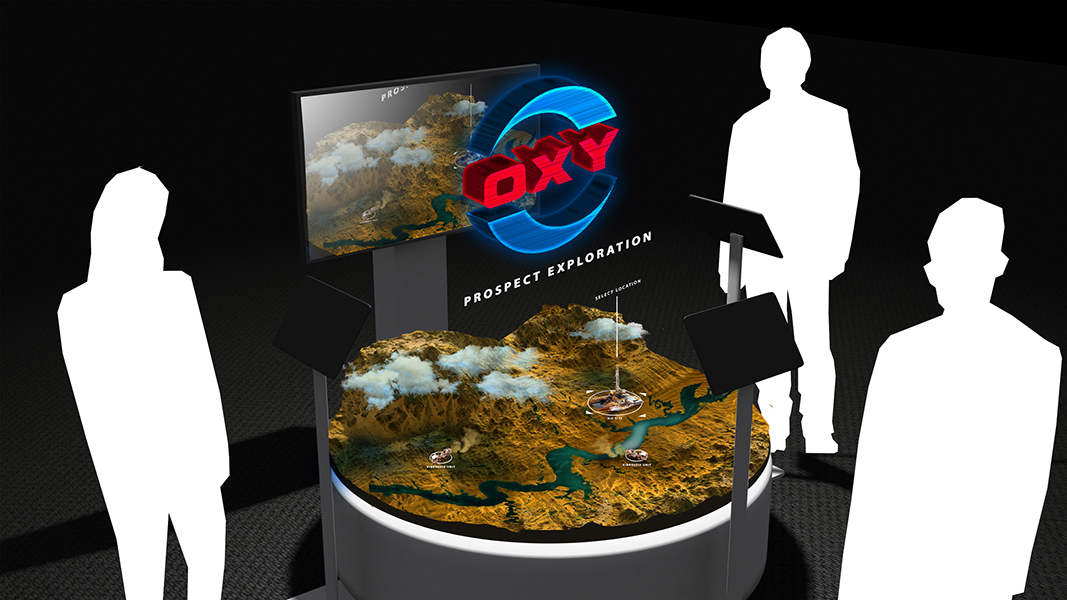 A mockup of the interactive augmented reality marketing display app for OXY